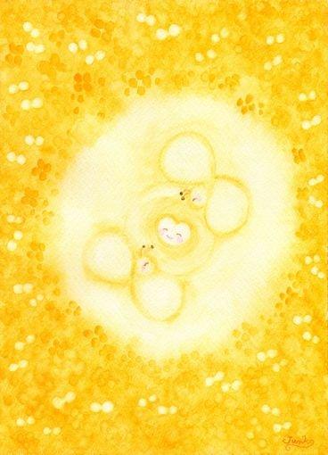 �؂̉Ԃƒ������̈��̃_���X�`�������݂��痧������A�y�₩�Ŗ��邢������ɂȂ�V�g�̖��@�̊G��