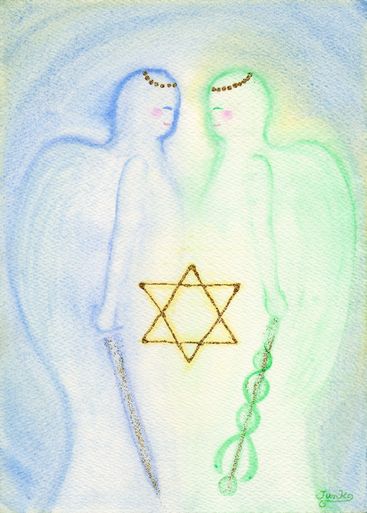 ��V�g�~�J�G���Ƒ�V�g���t�@�G���̃_�u���p���[�ŁA�K���Ȑl�����������閂�@�̊G��